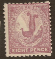 NSW 1888 8d Lilac-rose Lyrebird SG 257 HM #ATO11 - Nuovi