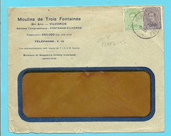 137+139 Op Brief Stempel VILVOORDE, Met Firmaperforatie (perfin) T.F. Van "Moulin De Trois Fontaines" - 1909-34