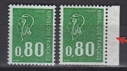 Variété Du N° 1893 Carnet De 20 Béquet 0,80 Vert Neuf Sans Charnière, Un Timbre Avec Bandelette Datée 25.8.76 - Unused Stamps
