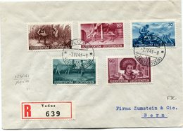 LIECHTENSTEIN LETTRE RECOMMANDEE AFFRANCHIE AVEC LES N°167/71 TIMBRES.....POUR L'AGRICULTURE DEPART VADUZ 7 IV 41 POUR.. - Brieven En Documenten