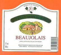 étiquette Vin Beaujolais Cuvée Jean Hervé à Fléville Sud - 99 Cl - Beaujolais