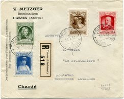 LIECHTENSTEIN LETTRE RECOMMANDEE AFFRANCHIE AVEC LES N°90/93 AVENEMENT DU PRINCE FRANCOIS 1er DEPART TRIESEN 30 I 30.... - Covers & Documents