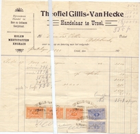 Factuur Facture - Handelaar Kolen Theofiel Gillis - Van Hecke - Ursel 192? - Petits Métiers