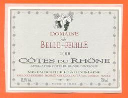 étiquette Neuve Autocollante Vin Cotes Du Rhone Domaine De Belle Feuille Louche Gilbert à Venejan - 75 Cl - Côtes Du Rhône