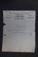 Facture Ancienne - BORDEAUX, L.LEMAINQUE - Electricité Mécanique. - 1900 – 1949