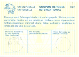 France - Coupon Réponse International - Sergines 89-391 - Coupons-réponse