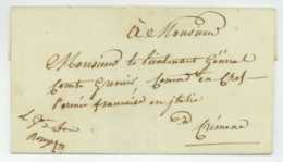 ARMEE D'ITALIE - General ROUYER (1765-1824) Contreseing Pavia Au General Grenier Avril 1814 - Army Postmarks (before 1900)