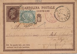 Entier Postal Avigliana Italie Lanslebourg France 1876 - Postwaardestukken