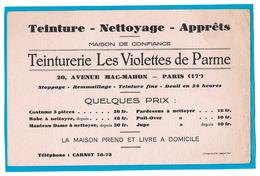 Buvard - TEINTURERIE Les VIOLETTES De PARME à PARIS 17e - Teinture, Nettoyage, Apprêts - T