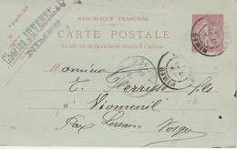 Carte Commerciale 1904 / Entier Repiqué / Charles JUVENEL / Broderies / 30 Nîmes Gard - Overprinter Postcards (before 1995)