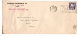 IRLANDE OBLITERATION MECANIQUE SUR LETTRE POUR LA FRANCE 1953 - Briefe U. Dokumente
