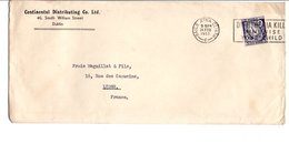 IRLANDE OBLITERATION MECANIQUE SUR LETTRE POUR LA FRANCE 1955 - Cartas & Documentos