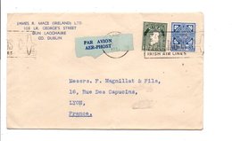 IRLANDE AFFRANCHISSEMENT COMPOSE SUR LETTREAVION POUR LA FRANCE 1953 - Covers & Documents