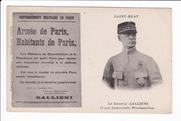 SAINT-BEAT - Le Général GALLIENI Et Son Immortelle Proclamation - Personajes