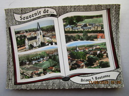 CP 79 Souvenir De BRIOUX Sur BOUTONNE - église St Laurent, Le Groupe Scolaire, Place Du Champ De Foire Décor Livre 1962 - Brioux Sur Boutonne
