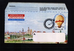 Cuba 1983 200 Years From The First Balloon Flight Aerogramme With Postmark - Storia Postale