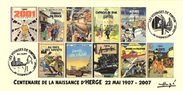 FRANCE 2007 N°104 Albums Fictifs + 2 Cachets Premier Jour FDC TINTIN KUIFJE TIM HERGE GUEBWILLER - Hergé