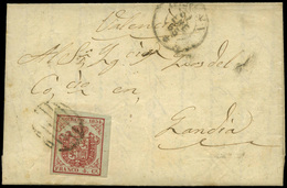 Ed. 33A (papel Azulado) 1855. Carta Entera De Gerona A Gandia - Used Stamps