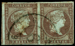 Ed. 0 42id Pareja Horizontal. Variedad Filigrana Desplazada. Mat. R.C. “6-Málaga” - Used Stamps