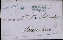 1859. Carta Cda Correo Marítimo, De Marsella A Barcelona Aplicando A La Llegada A Barcelona Una Marca Lineal - Gebraucht