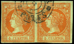 Ed. 0 52 Pareja Horizontal. Marcas Diversas “Potes-Santander”(negro). Preciosa. Marquillada. - Used Stamps