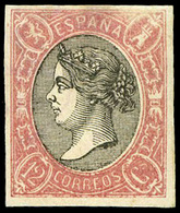 ENSAYO De Color. 12 Cuartos Color Negro Y Carmín (Galvez 331) Marquilla Roig. - Used Stamps