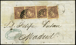 Ed. 98 (4) Carta Cda De Barcelona A Madrid (4 Porteos) Preciosa Y Rara. - Used Stamps