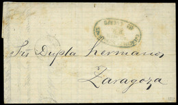 1875. 3ª Guerra Carlista. Carta Cda De Puente La Reina A Zaragoza Con Marca De Franquicia - Carlistas