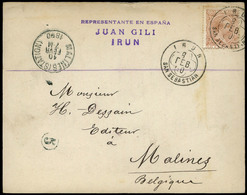 Ed. T.P. 217 1890. Tarjeta Publicitaria “Juan Gili-Irún” Cda A Belgica. Rara En Estas Fechas. - Neufs