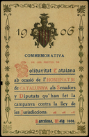 T.P. Tarjeta Conmemorativa “Solidaritat Catalana” - Andere & Zonder Classificatie