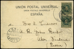 Ed. T.P.242(2) 1903.Preciosa Tarjeta Cda De Las Palmas A Rusia - Unused Stamps