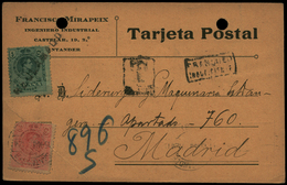 Ed. T.P.268-269 - Tarjeta Postal Cda De Santander A Madrid Utilizando Como Matasellos Un Lineal “Reclamado” - Nuevos