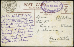 T.P. 1910. Tarjeta Postal Fechada En Bahía (Brasil) Y Cda A Montilla (Córdoba) - Unused Stamps