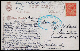 T.P.(sello Inglés) 1921. Vigo. Preciosa Tarjeta Postal Con Membrete Y Marca “R.M.S.P. Almanzora” Cda A Finlandia - Ungebraucht