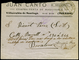 Carta Cda Desde Villarrubia De Santiago (Toledo) A Barcelona Sin Sellos Y Con Marca Alcaldía - Unused Stamps