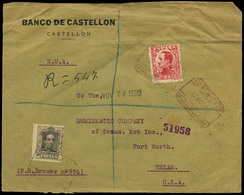 Ed. 318-495 - Carta Cda, Correo Certificado De Castellón A Texas 12/11/30. Escaso Franqueo 2 Emisiones. - Unused Stamps