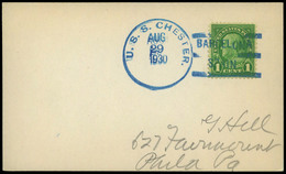 T.P. Sello USA 1930.Barcelona. Tarjeta Postal Cda A USA Con Fechador “USS Chester 29/08/30. Barcelona” - Neufs