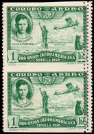 Ed. *** 588 Pareja Vertical. Variedad S/D Horizontal + Doble Dentado Vertical. Marquillada. - Unused Stamps