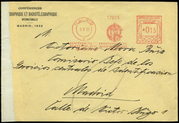 1932. “Conferencia Internacional Telegráfica Madrid 1932” Frontal Cdo A Madrid Con Rodillo Conferencia. - Unused Stamps