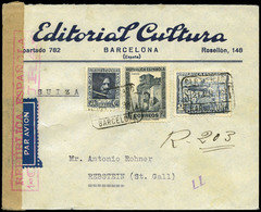 Ed. 689-738 - Carta Cda Correo Aereo Certificado De Barcelona A Rebstein (Suiza) 21/May/38 - Neufs