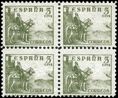 Ed. *** 816ec Bl. De 4. Color Cambiado Verde.Lujo. Raro. Cat. +400€ - Unused Stamps