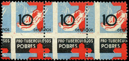 Ed. *** 840dx Tira De 3 Variedad Dentado Completamente Desplazado. Lujo. - Unused Stamps