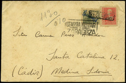 Ed. 857-917 - Carta Cda Con Marca “Censura Militar Zaragoza” Y En Los Sellos Marcas “Reclamado” A Medina Sidonia - Ongebruikt