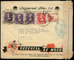 Ed. 858(3)-857 - Carta Cda De Madrid A Paris. Sobre Con Publicidad Ilustrada De La Pelicula “Herencia De Mujer…" - Ungebraucht