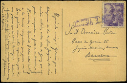 Ed. T.P. 922 - Linea Ferrocarril. Tarjeta Cda A Barcelona Con Mata. Lineal “Puente Viesgo” (Cantabria). Muy Raro. - Unused Stamps
