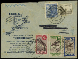 Ed. 929-916 - 1945. Carta Cda En Sobre Ilustrado Y Con 3 Viñetas “Lineas Aereas Iberia 9/12/45” - Ongebruikt