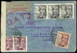 Ed. 930(3)-923(3) - 1945. Correo Aereo De Málaga A Suecia Con “Correo Aereo 14/03/45 Málaga” - Neufs