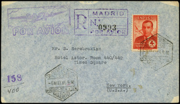 Ed. 991 - Carta Con Mat. Gomis 129 “Madrid 6/5/49. Primer Vuelo Madrid-N.York” Cdo Por Correo Certificado. - Neufs
