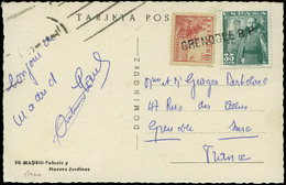 Ed. T.P 1026-1045 - Tarjeta De Madrid A Francia, Matasellada A La Llegada Con Marca Lineal “Grenoble B.P.” - Neufs