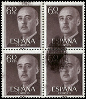 Ed. *** 1150 Bl.4 - Gran Mancha Tinta Color Castaño Gris Afectando 2 Sellos. Rara Pieza. - Neufs